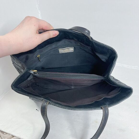 Vintage Kleinberg Sherrill Black Snakeskin Leather Grid Shoulder Bag Purse - Picture 4 of 12